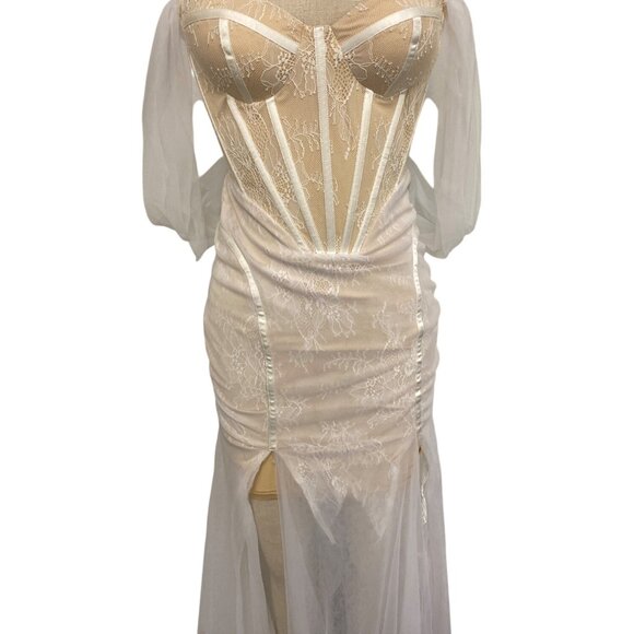 Miss Circle XS Sheer Lace Corset Dress With Detachable Sleeves - Picture 7 of 15